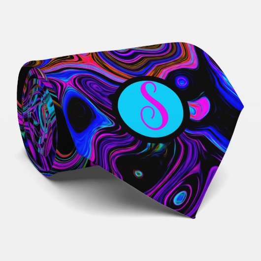 Gepersonaliseerde Paarse en zwarte monogrammen Stropdas (Opgerold)