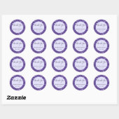 Gepersonaliseerde Paarse Faux Glitter Classic Roun Ronde Sticker (Vel)