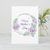 Gepersonaliseerde Paarse Floral Happy Moederdag Kaart (Staand voorkant)