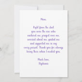 Gepersonaliseerde Paarse Floral Happy Moederdag Kaart (Achterkant)