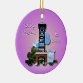 Gepersonaliseerde (Paarse) Foley Clock Tower & Tra Keramisch Ornament (Rechts)