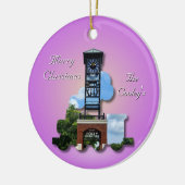 Gepersonaliseerde (Paarse) Foley Clock Tower & Tra Keramisch Ornament (Links)