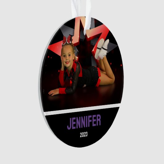 Gepersonaliseerde Paarse foto Cheerleading Ornamen Ornament (voorkant)