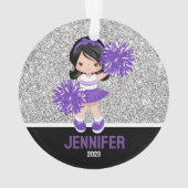 Gepersonaliseerde Paarse foto Cheerleading Ornamen Ornament (achterkant)