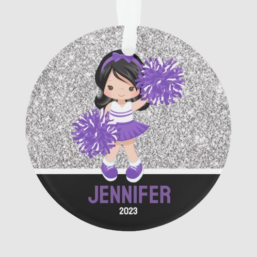 Gepersonaliseerde Paarse foto Cheerleading Ornamen Ornament (achterkant)