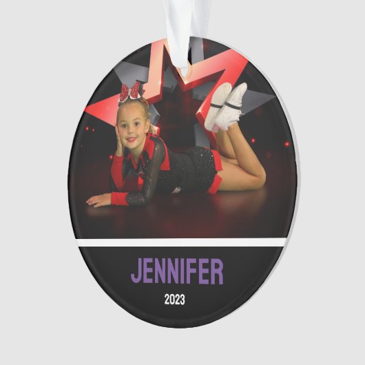 Gepersonaliseerde Paarse foto Cheerleading Ornamen Ornament (voorkant)