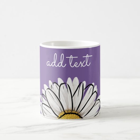 Gepersonaliseerde Paarse & Gele Daisy Coffee Mok (Center)