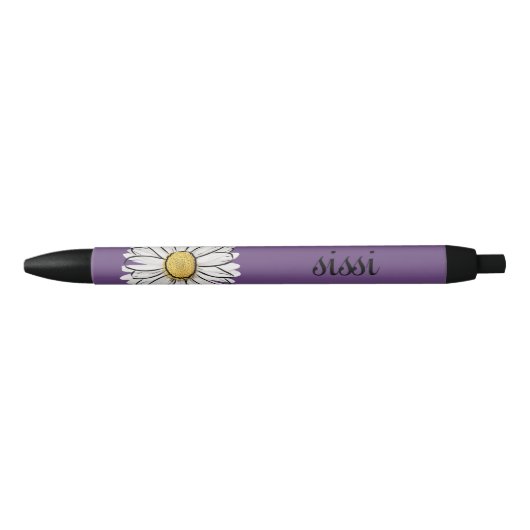 Gepersonaliseerde Paarse & Gele Daisy Pen (Voorkant)
