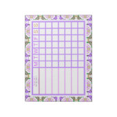 Gepersonaliseerde Paarse Girly Weekly Planner Orga Notitieblok (Linkerzijde)
