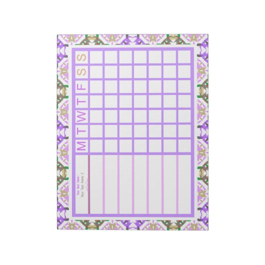 Gepersonaliseerde Paarse Girly Weekly Planner Orga Notitieblok (Linkerzijde)