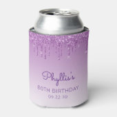 Gepersonaliseerde Paarse glitter Drip 80th Birthda Blikjeskoeler (Blikje Voorkant)