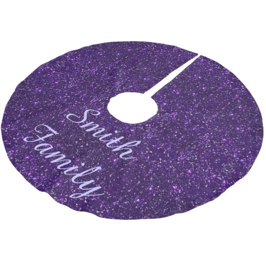 Gepersonaliseerde Paarse glitter kerstboomrok Kerstboom Rok (Gekanteld)
