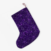 Gepersonaliseerde Paarse Glitter Kerstkous Kleine Kerstsok (Achterkant (Hangend))