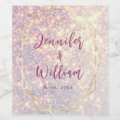 Gepersonaliseerde Paarse glitter sprankelende brui Wijn Etiket (Enkel label)