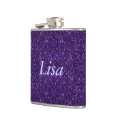Gepersonaliseerde Paarse glitterkolf Heupfles (Links)