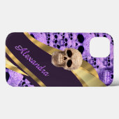 Gepersonaliseerde paarse gotische schedel Case-Mate iPhone case (Achterkant (horizontaal))