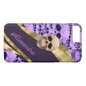 Gepersonaliseerde paarse gotische schedel Case-Mate iPhone case (Achterkant (Horizontaal))