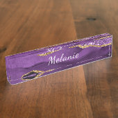 Gepersonaliseerde Paarse Goud Custom Desk Naam Bor Naambordje (Zijkant)