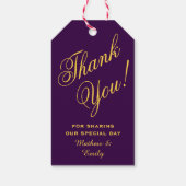 Gepersonaliseerde Paarse goud dank u bruiloft guns Cadeaulabel (Achterkant)