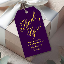 Gepersonaliseerde Paarse goud dank u bruiloft guns Cadeaulabel