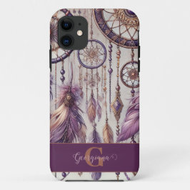 Gepersonaliseerde Paarse & Gouden Boho Dreamcatche Case-Mate iPhone Case