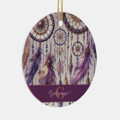 Gepersonaliseerde Paarse & Gouden Boho Dreamcatche Keramisch Ornament (Rechts)