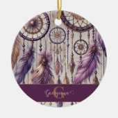 Gepersonaliseerde Paarse & Gouden Boho Dreamcatche Keramisch Ornament (Voorkant)