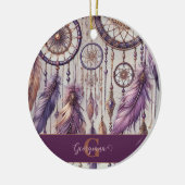 Gepersonaliseerde Paarse & Gouden Boho Dreamcatche Keramisch Ornament (Links)