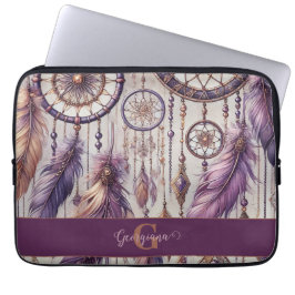 Gepersonaliseerde Paarse & Gouden Boho Dreamcatche Laptop Sleeve