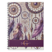 Gepersonaliseerde Paarse & Gouden Boho Dreamcatche Notitieboek (Voorkant)