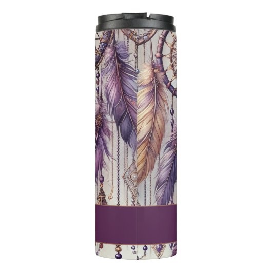Gepersonaliseerde Paarse & Gouden Boho Dreamcatche Thermosbeker (Achterkant)