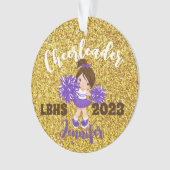 Gepersonaliseerde Paarse & gouden Cheerleading Orn Ornament (voorkant)