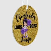 Gepersonaliseerde Paarse & gouden Cheerleading Orn Ornament (voorkant)