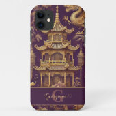 Gepersonaliseerde Paarse & Gouden Victoriaans Chin Case-Mate iPhone Case (Achterkant)
