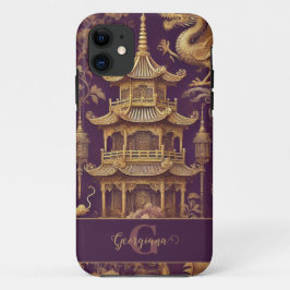 Gepersonaliseerde Paarse & Gouden Victoriaans Chin Case-Mate iPhone Case