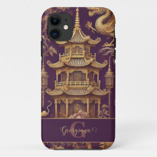 Gepersonaliseerde Paarse & Gouden Victoriaans Chin Case-Mate iPhone Case