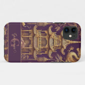 Gepersonaliseerde Paarse & Gouden Victoriaans Chin Case-Mate iPhone Case (Achterkant (horizontaal))