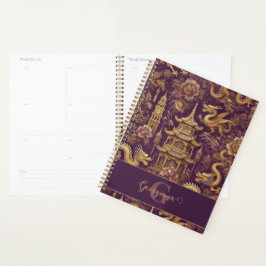 Gepersonaliseerde Paarse & Gouden Victoriaans Chin Planner
