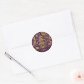 Gepersonaliseerde Paarse & Gouden Victoriaans Chin Ronde Sticker (Envelop)