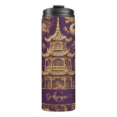 Gepersonaliseerde Paarse & Gouden Victoriaans Chin Thermosbeker (Voorkant)