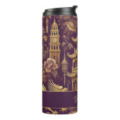 Gepersonaliseerde Paarse & Gouden Victoriaans Chin Thermosbeker (Gedraaid links)