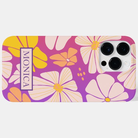 GEPERSONALISEERDE PAARSE GRADIËNT BLOEMIGE WILDE B Case-Mate iPhone CASE (Achterkant (horizontaal))