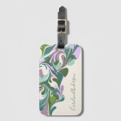 Gepersonaliseerde Paarse Groene Abstracte Bruidsgu Bagagelabel (Voorkant (verticaal))