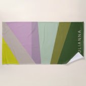 Gepersonaliseerde Paarse Groene Geometrische Bache Strandlaken (Voorkant)