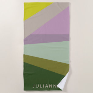Gepersonaliseerde Paarse Groene Geometrische Bache Strandlaken