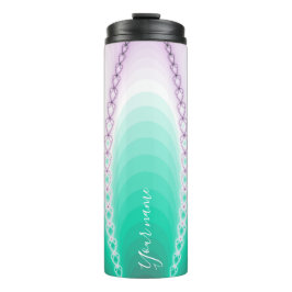 Gepersonaliseerde Paarse groene gradiënt fractal Thermosbeker