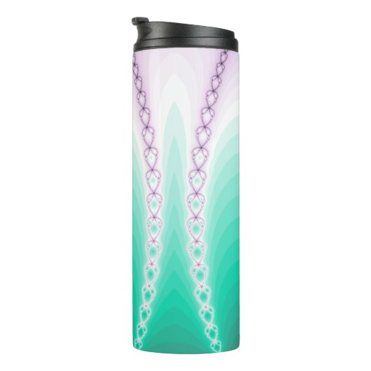 Gepersonaliseerde Paarse groene gradiënt fractal Thermosbeker (Geroteerd rechts)