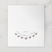 Gepersonaliseerde paarse hart baby shower placecar plaatskaartje (Buitenkant ongevouwen)