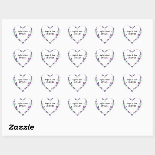 Gepersonaliseerde Paarse hart stickers (Vel)