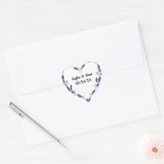 Gepersonaliseerde Paarse hart stickers (Envelop)